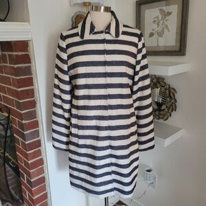 Merona Striped Navy and White Coat Size Large